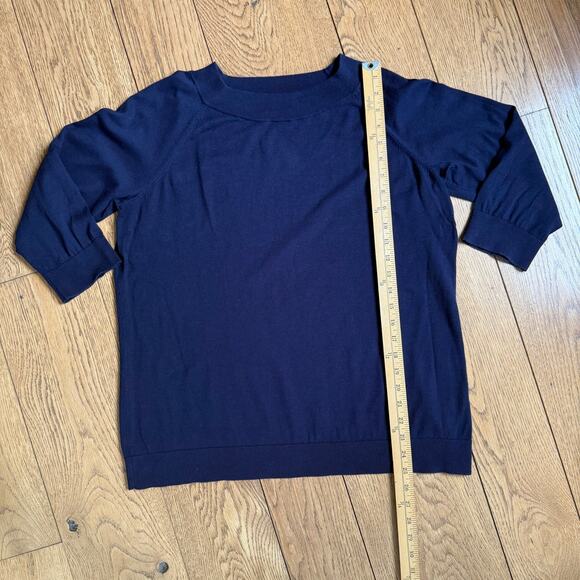 Talbots Woman 3/4 Sleeve Sweater 1X Navy Classic Beachy Nautical School Uniform - Picture 5 of 6